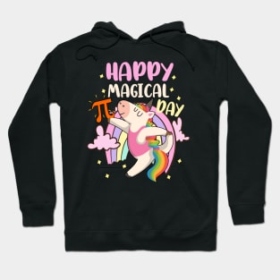 Happy Pi Day Magical Rainbow Unicorn with Pastel Cutie Pi Hoodie